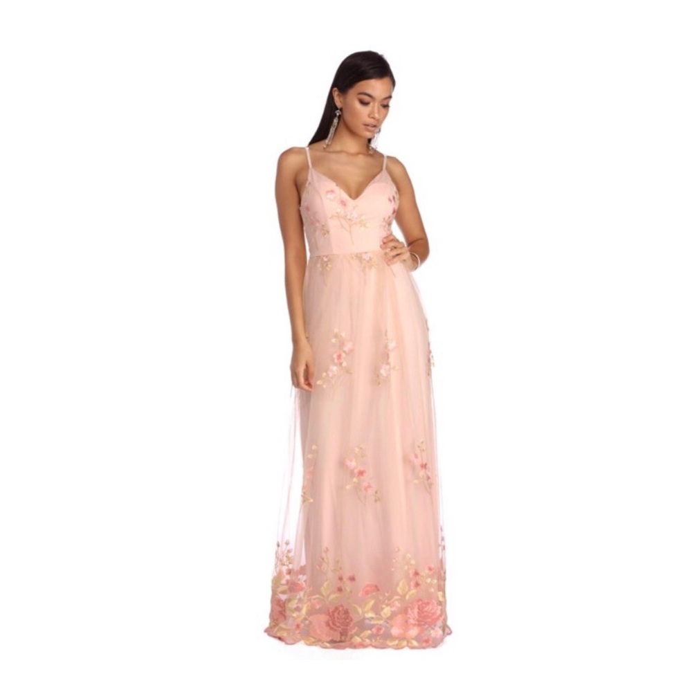 Summer Embroidered Floral Formal Dress